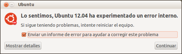 Quitar notificación «Ubuntu ha experimentado un error interno, enviar informe de error»